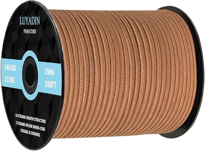 Paracord 240lb - Diameter 2mm Micro Utility Cord -3 Strand Parachute Spool Cord - 100ft 200ft,Paracord for Camping,Hiking,Fishing,Outdoor and DIY