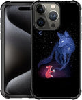for iPhone 16 Pro Case, Galaxy Fox Wolf Pattern Graphic Design Girl Boy Soft Silicone Hard Acrylic Shock Protection for iPhone 16 Pro