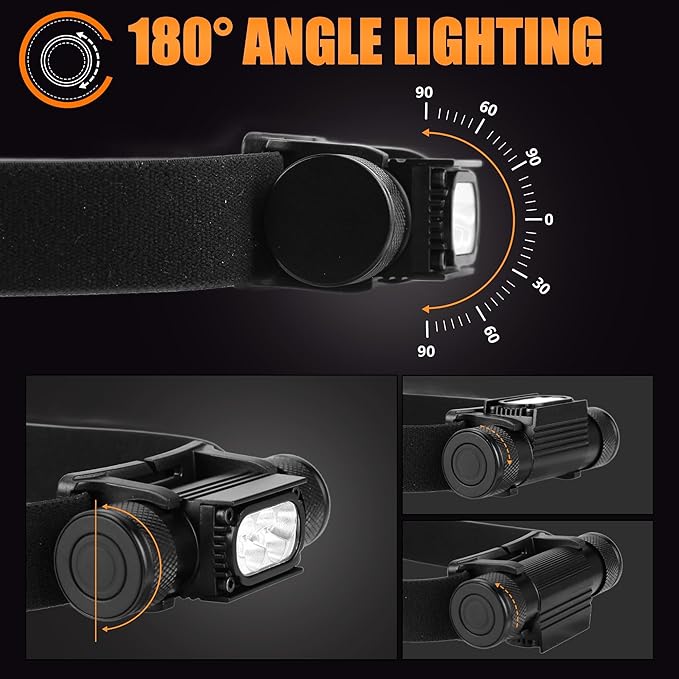 Headlamp Rechargeable, 2000 Lumen Super Bright LED Head Lamps with Red Light, IP67 Waterproof Rechargeable Headlight with 10 Modes, 2600 mAh Battery Powered Head Lights for Adults Outdoor Camping