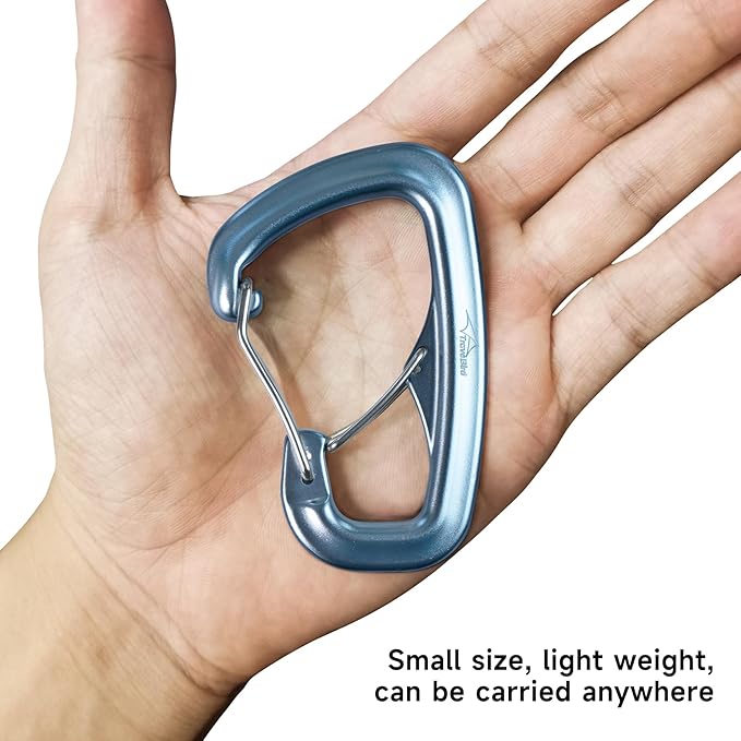 Heavy Duty Carabiner Clip Hook 8KN (1763 lbs), 2 PCS Ultra-Light Aluminum Caribeaners with Double Door D Ring Shape, for Hammock, Camping, Hiking, Backpacking, Dog Leash, Keychain Clip