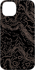 Topography Black & Brown Abstract Pattern Topographic Map Case for iPhone 14 Plus