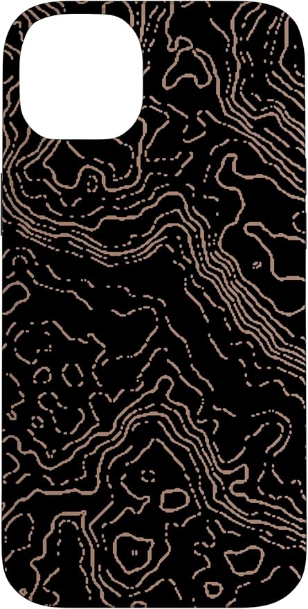 Topography Black & Brown Abstract Pattern Topographic Map Case for iPhone 14 Plus
