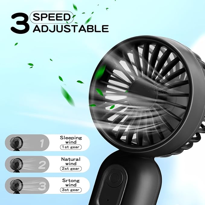 Rossesay 72 Pcs Mini Portable Fan Bulk Cute Handheld Lightweight Small Little Personal Hand Eyelash Fan 3 Speeds USB Rechargeable for Women Men Indoor Outdoor Makeup Travel (Black)