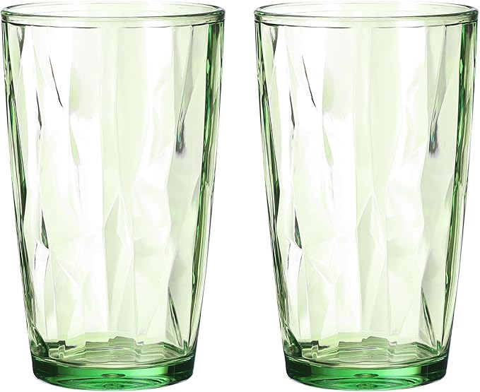 uxcell 17oz Acrylic Drinking Glasses, 2Pcs Plastic Reusable Tumblers Drinkware Unbreakable Water Glasses Cups Stackable & Dishwasher Safe for Home Outdoors Restaurant, Green