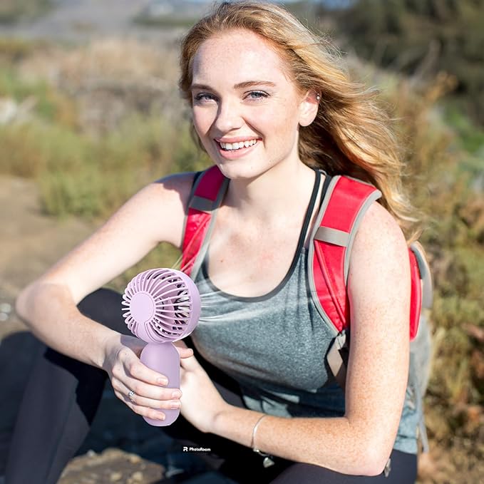 Rossesay 6 Pcs Mini Portable Fan Bulk Cute Handheld Lightweight Small Little Personal Hand Eyelash Fan 3 Speeds USB Rechargeable for Women Men Indoor Outdoor Makeup Travel (Purple)
