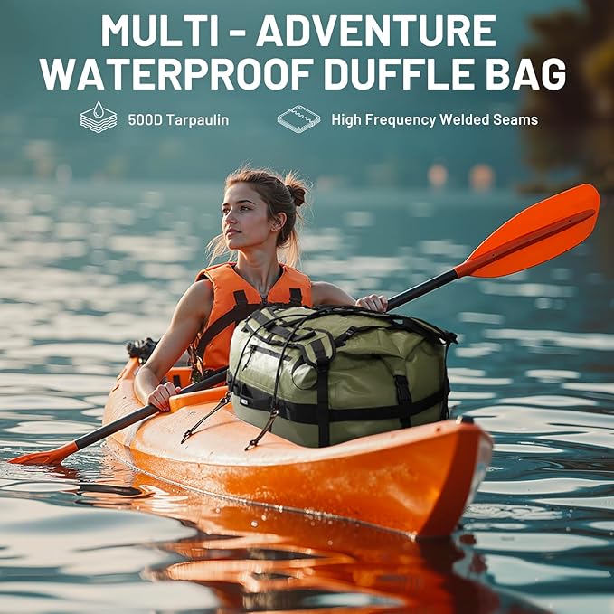 MIER Waterproof Duffel Bag Motorcycle Dry Bag Backpack Large Roll-Top Heavy Duty Dry Duffle Bags for Kayaking Camping Boating Gym Beach Cruise Ship, 60L/80L