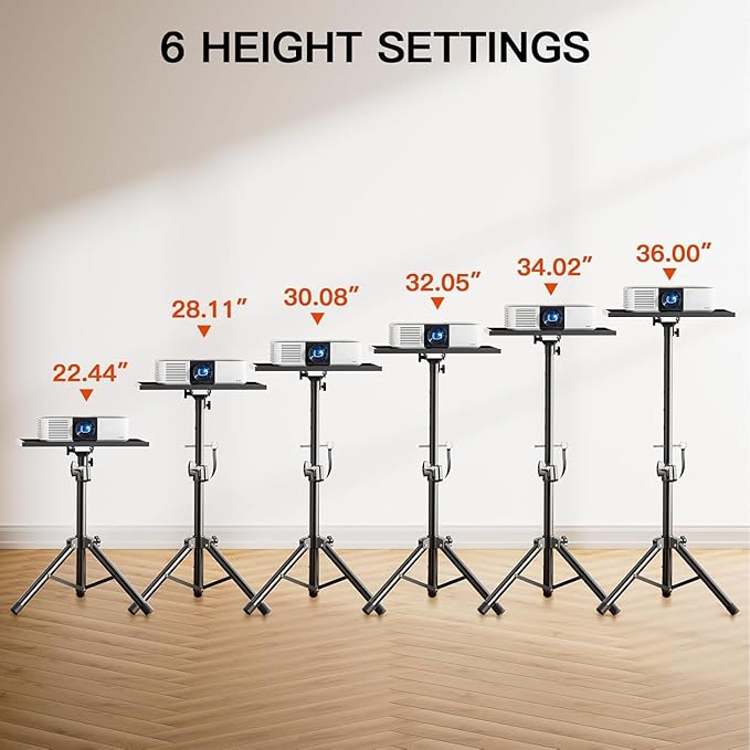 AMADA Projector Stand, Laptop Stand with Adjustable Height 22 to 36 inch, Heavy Duty Projector Mount as DJ Racks, Portable Projector Tripod Stand, Tall Floor Stand for Office, Home, Stage or Studio
