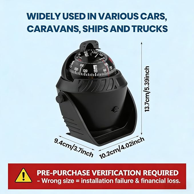 Vehicle Dashboard Compass LED Light Auto Dash Mount Navigation Automobile Direction Indicator for Car Boat Truck