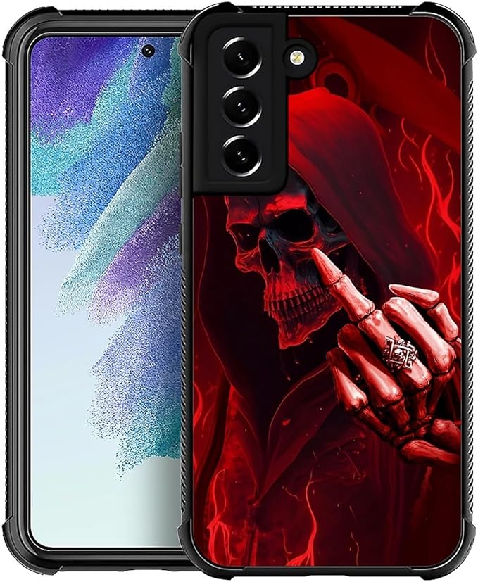 for Samsung Galaxy S22 Plus Case, Gestures Funny Skull Pattern Graphic Design Girl Boy Soft Silicone Hard Acrylic Shock Protection for Samsung Galaxy S22 Plus
