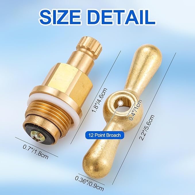 PK1100 Brass Globe Valve Faucet Stem Assy and PP806-15 Broach Sillcock Tee Hose Bibs Handle Compatible with Arrowhead Hose Bibs, Boiler Drains & Sill Faucets