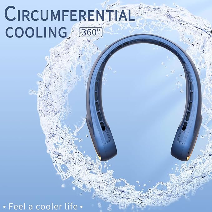 FrSara Neck Fan, Portable Personal Fan Strong Wind, 4000mAh, Air Volume,360° Cooling, No Hair Twisting, Air Volume On 2 Sides, Non-Slip, Quick Charge, Long Use Time, Birthday Gift for Women, Dad, Men