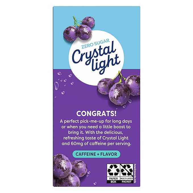 Crystal Light On The Go Energy Grape - Caffeine Energy Releasing, 10-Packet Boxes (Pack of 12)