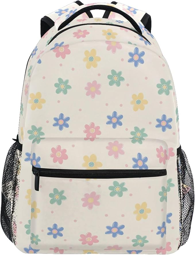 Wamika Daisy Flowers Kids Backpack Floral Orange Chamomile School Backpacks Boy Girl Preschool Book Bag
