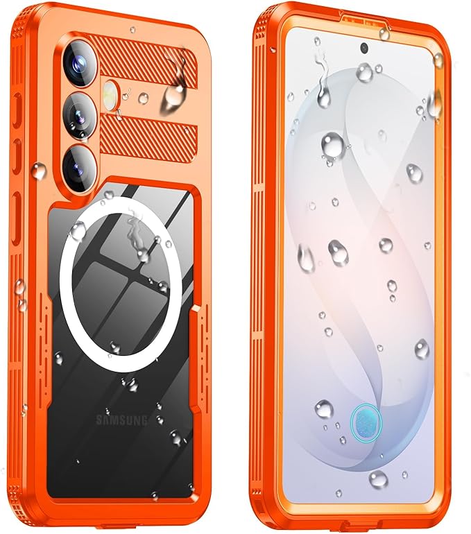 for Samsung Galaxy S26 Waterproof Case, [Fit for Magsafe] [IP68 Water Proof] [Built-in Screen Protector], Magnetic Heavy Duty Military Grade Rugged Phone Case for S 26 6.3", Orange