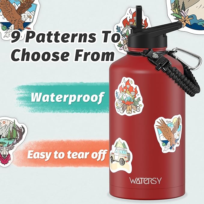 87oz Insulated Water Bottle (Cold for 48 Hrs),BPA Free&Leak Proof,1.5 Gallon Stainless Steel Water Flask,Water Jug with Straw Spout Lids for Gym,Hiking,Camping,Red