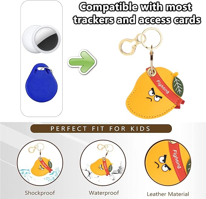 Leather Keychain Holder Case Compatible with AirTag,Cute air tag Cover with Keychain Ring,GPS Tracker Case for Keys