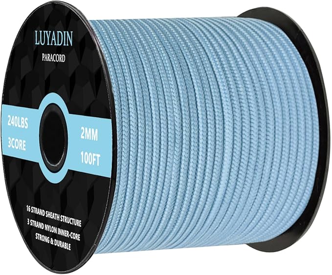 Paracord 240lb - Diameter 2mm Micro Utility Cord -3 Strand Parachute Spool Cord - 100ft 200ft,Paracord for Camping,Hiking,Fishing,Outdoor and DIY
