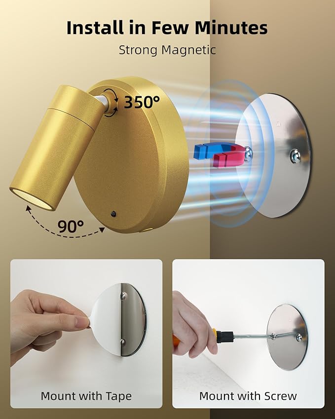 EZVALO LED Spotlight Indoor, 5500mAh Rechargeable Battery-Powered Picture Lights, Wireless Mini Art Accent Spotlights with Remote, Uplighting for Plants, Display, Artwork (1-Pack-Gold)