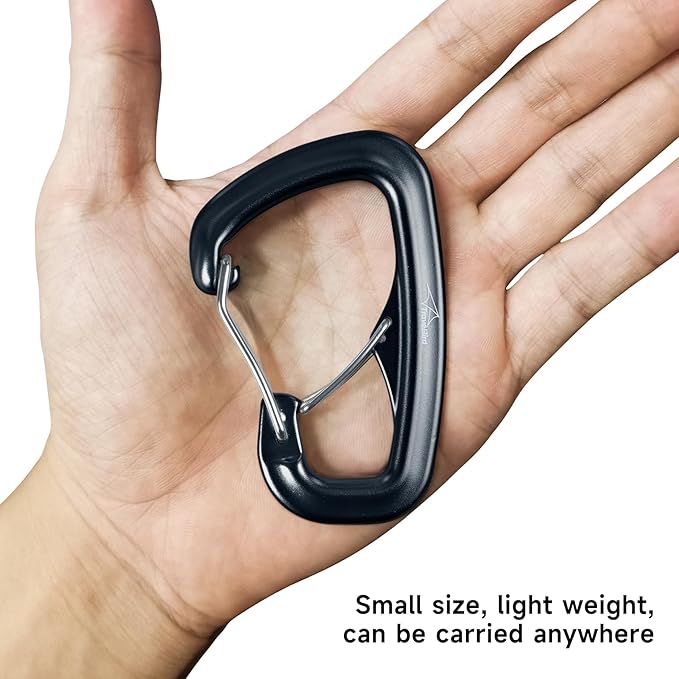 Heavy Duty Carabiner Clip Hook 8KN (1763 lbs), 2 PCS Ultra-Light Aluminum Caribeaners with Double Door D Ring Shape, for Hammock, Camping, Hiking, Backpacking, Dog Leash, Keychain Clip