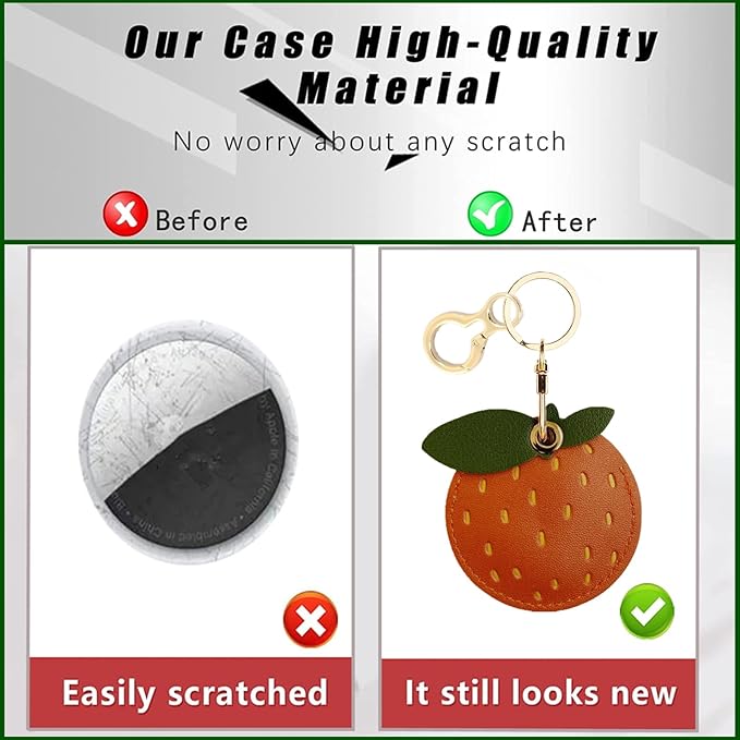 Leather Keychain Holder Case Compatible with AirTag,Cute air tag Cover with Keychain Ring,GPS Tracker Case for Keys