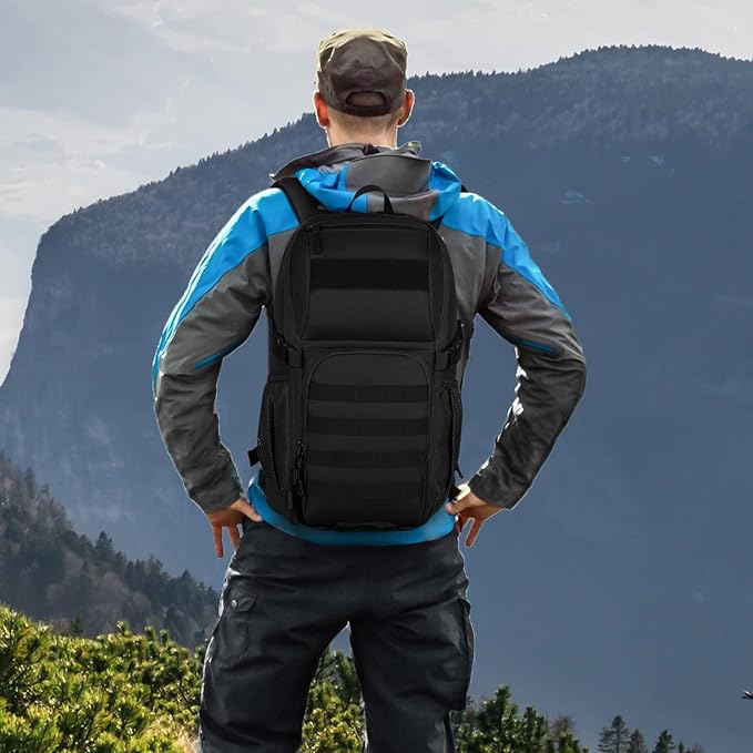 HUNTVP Tactical Backpack Military MOLLE Backpack Hunting Rucksack Gear Assault Pack 25L WR（Black）
