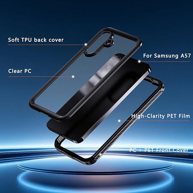 for Samsung Galaxy A57 5G Phone Case Waterproof, [IP68 Waterproof Dustproof] [Built-in Screen Protector] Rugged Full Body Underwater Shockproof Protective Cover for Samsung A57 5G Case, Black