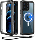 Beeasy for iPhone 12 Pro Max Waterproof Case [Compatible with Magsafe] [Built-in Screen Protector], 360 Full Body Heavy Duty Phone Case, Military Grade Shockproof Dustproof,Magnetic Black