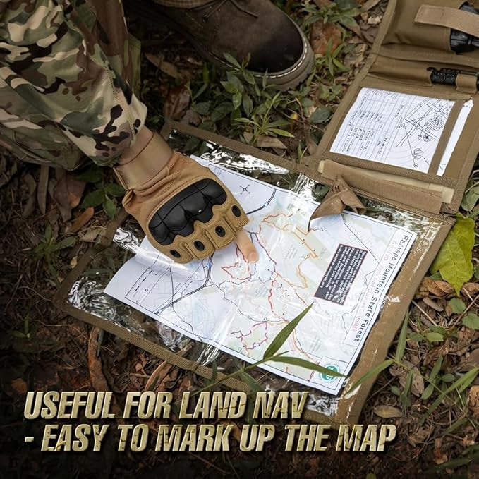 KOSIBATE Map Case, Military Map Protector, Water-Resistant Map Pouch Holder for Outdoors or Hiking