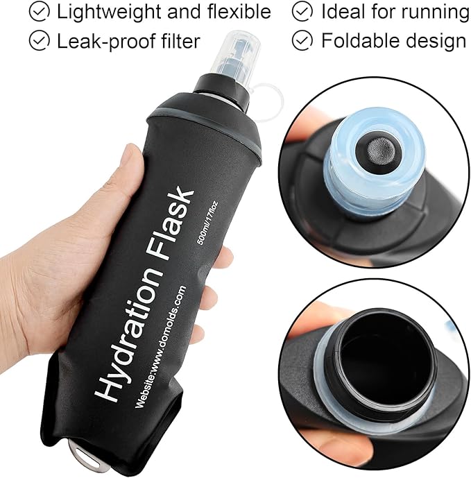 WILDREEDS 150ml Soft Flask, TPU Collapsible Soft Water Bottle for Hydration Pack, Running Vest, Folding Water Bottle for Hiking Cycling Climbing-1Pcs, Black