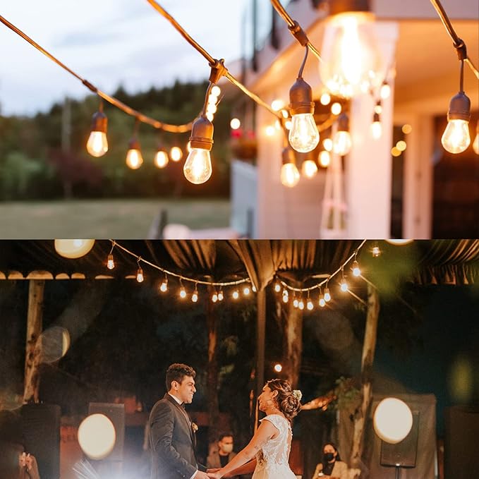 BRIMAX 12FT Outdoor String Lights with 5 LED Bulbs Outdoor Lights Shatterproof Edison Bulb Commercial Grade Waterproof Outside Light 2700K Warm White for Bistro Gazebos Porch Patio Garden