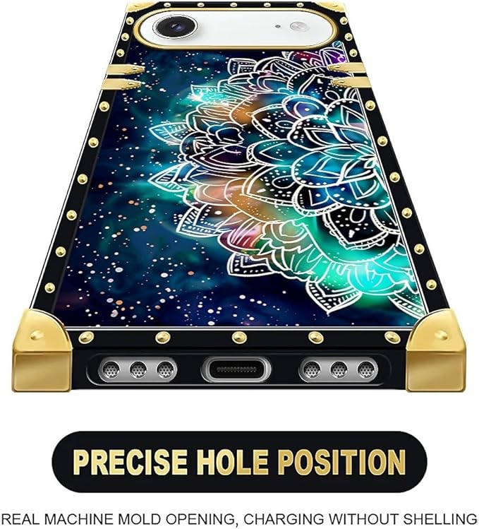 for iPhone 17 Air Case Luxury Golden Decoration for Girl Women Soft TPU Shockproof Protective Hard PC Back for iPhone 17 Air Crazy Pattern Starry Sky Colourful Mandala