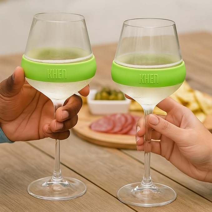 14oz Frozen Cooling Wine Glasses, 2 Set – Keep Drinks Cold Longer, Stemmed Double Wall Insulated Freezable Tumblers Freeze Gel – Perfect for Both Indoor & Outdoor Parties, Poolside, Red & White Wine