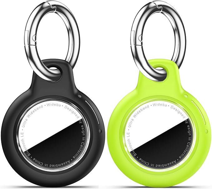 for Apple AirTag 2nd & 1st Gen, Waterproof Case for AirTag Holder Keychain,GPS Tracker Cover for Dog,Car Key,Luggage-G4-Black+Fluorescent Green