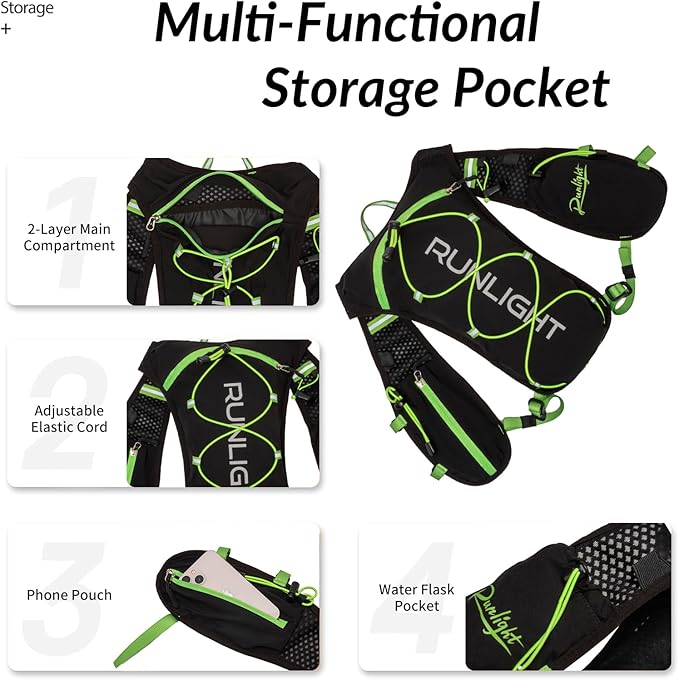Runlight Running Vest for Women Men Lightweight Hydration Backpack Pack with 1.5L Water Bladder Bag Hydro Daypack for Hiking,Trail,Skiing,Camping,Cycling,Race,Marathon