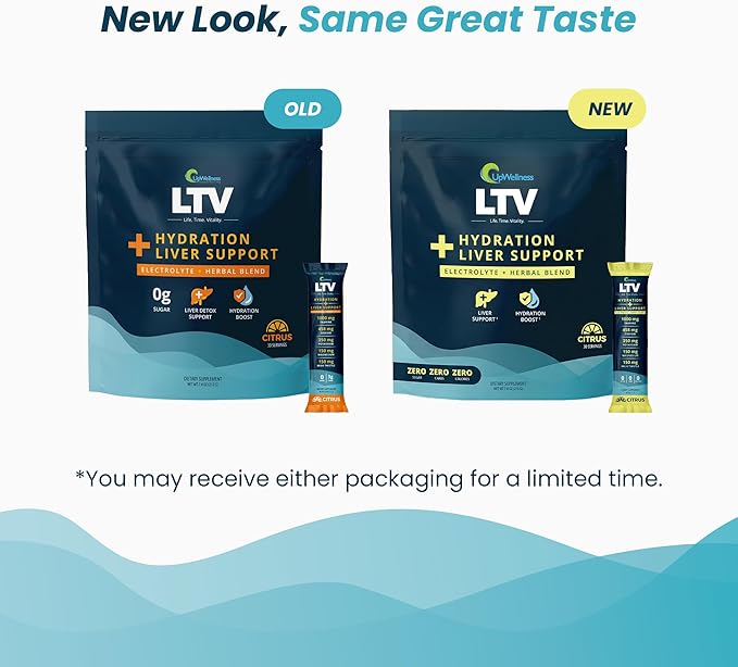 UpWellness LTV Liver Hydration Packets - Electrolytes Powder Packets for Instant Hydration and Liver Support - Physician-Formulated - Zero Added Sugar - 30 Packets - Delicious Citrus Flavor