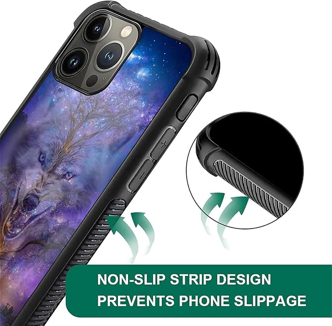 for iPhone 16 Pro Max Case, Wolves in The Woods Pattern Graphic Design Girl Boy Soft Silicone Hard Acrylic Shock Protection for iPhone 16 Pro Max