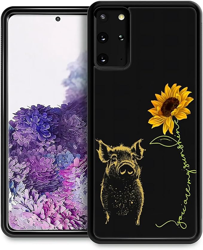 for Samsung Galaxy S20 Plus Case, Pig Sunflower Yellow Sunshine Pattern Graphic Design Girl Boy Soft Silicone Hard Acrylic Shock Protection for Samsung Galaxy S20 Plus