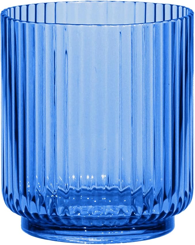 Abode Homewares Mesa 15 oz Durable Acrylic Double Old Fashioned Glasses, Shatter-Resistant and Dishwasher-Safe Outdoor/Indoor Drinkware, Ideal for Scotch, Bourbon, Cocktails - Cobalt Blue - Set of 6
