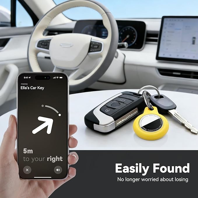 for Apple AirTag 2nd & 1st Gen, Waterproof Case for AirTag Holder Keychain,GPS Tracker Cover for Dog,Car Key,Luggage-D1-Yellow