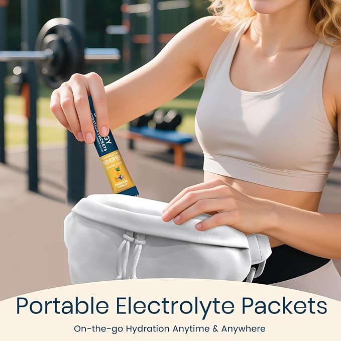 Electrolytes Powder Packets Sugar Free Hydration Packets, Liquid Daily IV Electrolyte Drink Mix for Rehydration with Electrolytes, Vitamins, 0 Calorie, Tropical Punch Flavor 20 Sticks