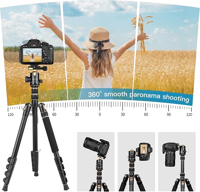 Professional DSLR Tripod for Photography - Tall, Lightweight & Heavy Duty - Spotting Scopes, Telescope & Binoculars - Compact Complete Tripod Unit