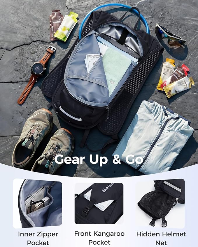 Blue Quartz Hydration Backpack with 2L Water Bladder, Hiking Water Pack with Insulated Compartment for Women Men, Lightweight Running Hydration Vest with Phone Pocket for Cycling, Biking