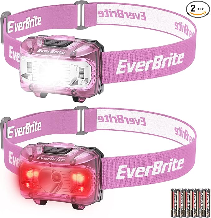 EverBrite Headlamp, 2 Pack Kids Headlamp with Red Light and Memory Function, Head Lamp for Adults and Kids with 5 Modes, Bright Headlamps for Camping, Running, Christmas Gifts, Batteries Included