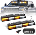 HLauto 604N Emergency Dash Strobe Lights: 2x16.8 inch Amber White Security Light w/Take Down, 48 LED Safety Flashing Warning Hazard Interior Windshield Light Bar for Truck Vehicle