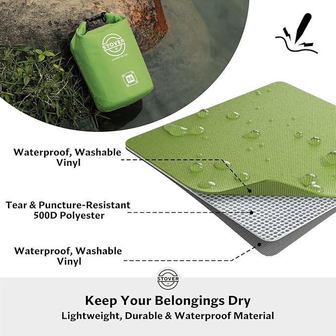 STOVER 5/10/25/30/40/55L Waterproof Dry Bag- Roll-Top Backpack w/Phone Case- Kayaking, Hiking, Camping, Boating- Men/Women