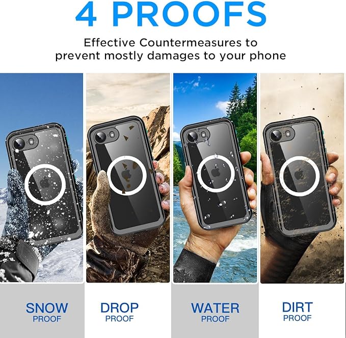 AICase for iPhone 17e/iPhone 16e Case Waterproof with MagSafe Snowproof,Dustproof and Shockproof,IP68 Certified Real 360 Full Body Protection Fully Sealed Underwater Cover for iPhone 17e/16e 6.1"_Blue