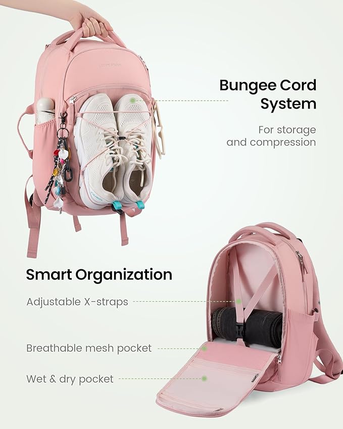 LOVEVOOK Everyday Laptop Backpack for Women & Men With Tumbler Holder,15.6 Inch Classic Travel Work College Teacher Carry on Backpack Purse,Waterproof Computer laptop Bag Hiking Backpack,Light Purple