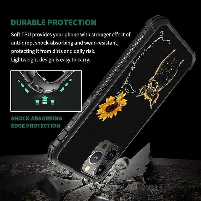 for iPhone 16 Pro Case, Pig Sunflower Yellow Sunshine Pattern Graphic Design Girl Boy Soft Silicone Hard Acrylic Shock Protection for iPhone 16 Pro