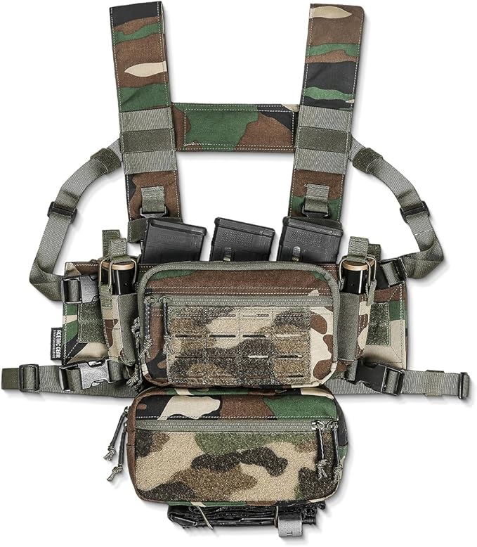ACE TAC S.O.P. Tactical Chest Rig with 5.56/7.62 & Pistol Magazine Pouch Holders, Wing & Molle Dangler Pouches