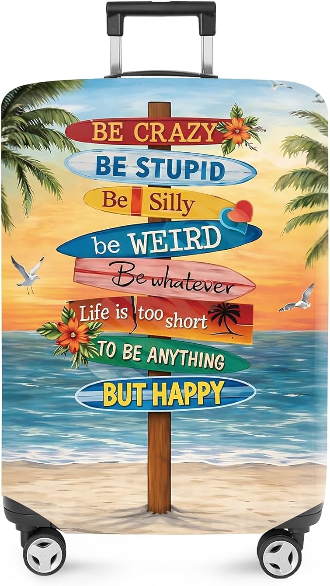 ANNA QUEEN Beach Quote Luggage Cover, Inspirational Summer Travel Suitcase Protector for 32-34 Inch Bags